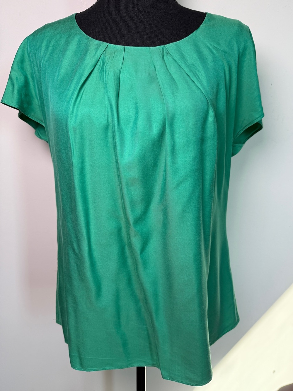 Boden Ravello Silk Blend Pleated Top Emerald Green Sz 6